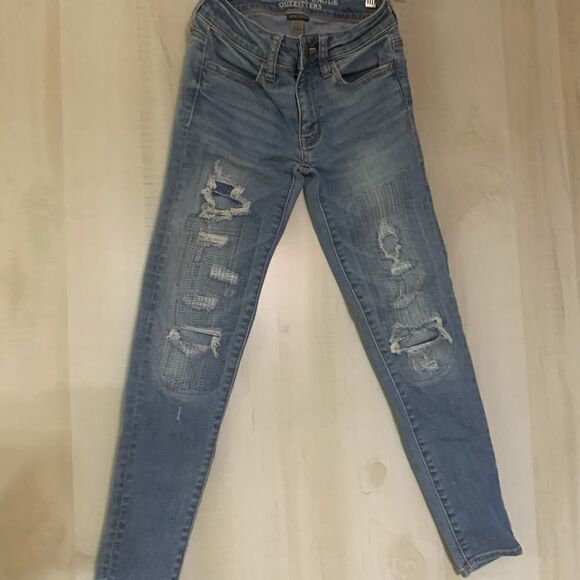 American Eagle distressed jeggings, size 00 short - Picture 2 of 14